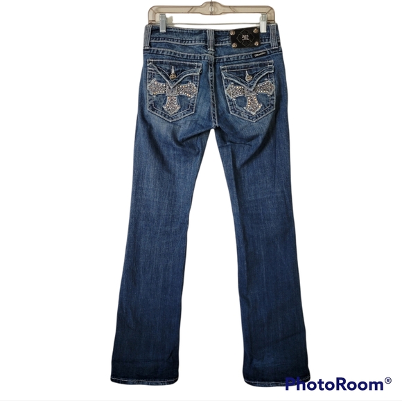 Miss Me Denim - Miss Me Studded Embellished Rhinestones Boot Denim Jeans.